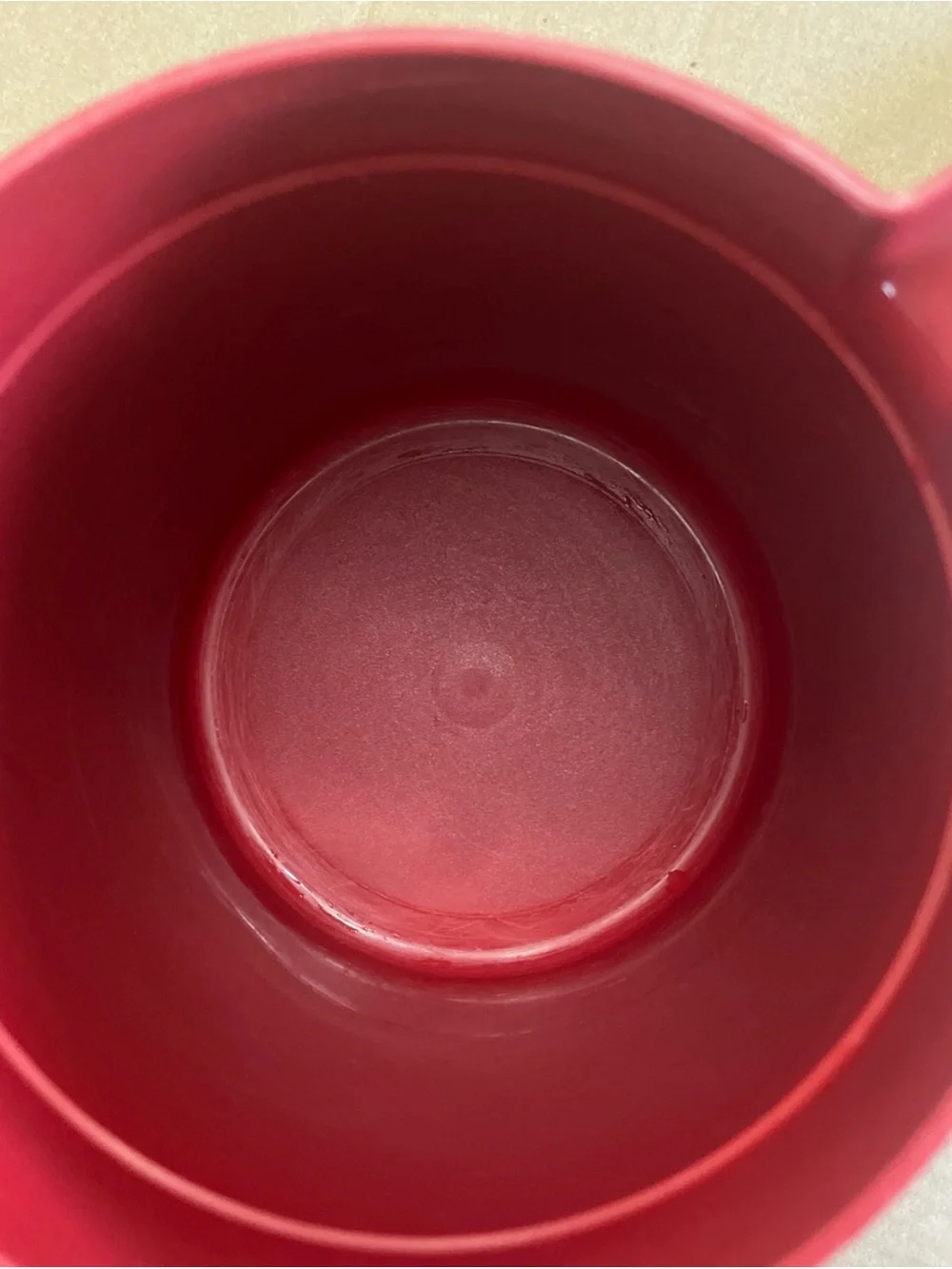 Tupperware Red Plastic Pitcher with Cream Lid